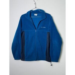 Columbia‎ Men's Fleece Jacket Full Zip Blue Charcoal Gray Size S Outdoor Hiking